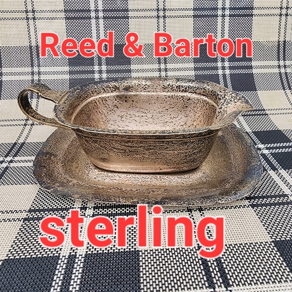Antique reed & Barton sterling silver gravy boat & under plate tray about 11 oz - Picture 1 of 14